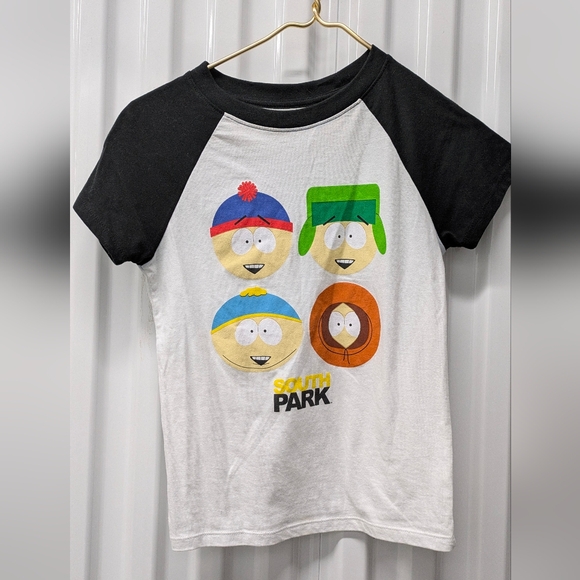 South Park Other - Kids Cartoon Character Raglan Tee - Black and White